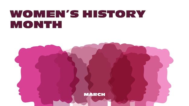 Womens History Month Womens day celebration background design on march 8th Vector illustration with copy space area