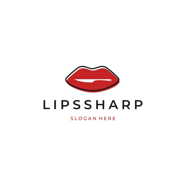 womens lips logo and knife logo concept vectors