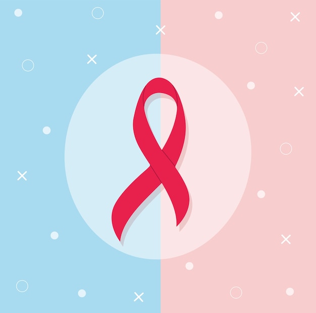 Womens and mens health ribbon awareness flat vector\
illustration