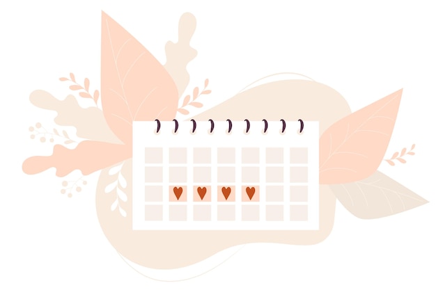 Vector womens monthly menstruation calendar  vector menstruation and female health concept