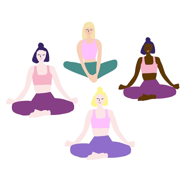 女性はヨガと瞑想を練習します