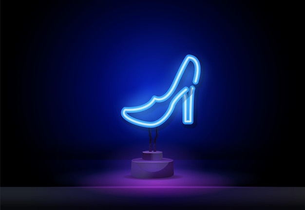 Womens shoe icon web icons universal set for web and mobile high heel shoe neon light icon glowing s...