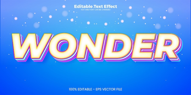 Wonder editable text effect in modern trend style