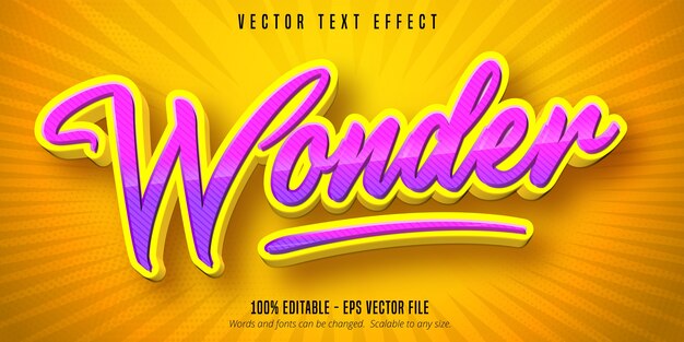 Premium Vector  Wonder text, font style editable text effect