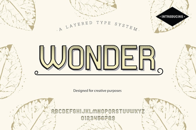 Wonder typeface. For labels and different type designs