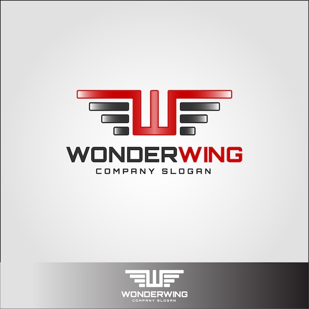 Wonder Wing - шаблон логотипа W W