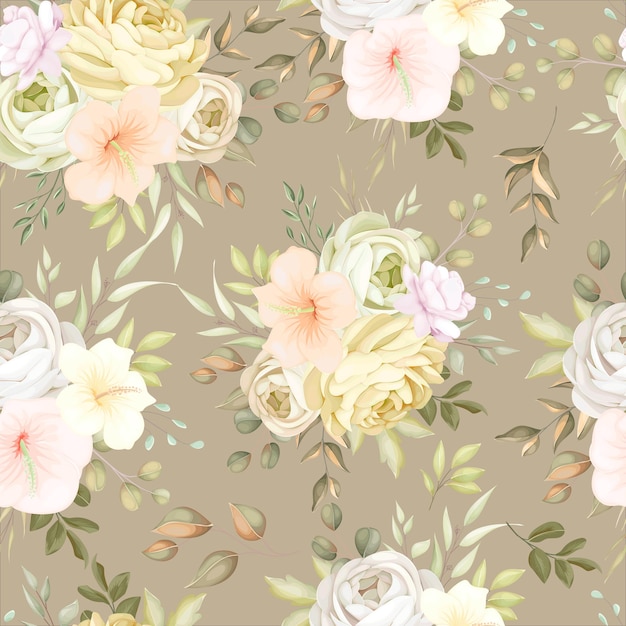 Vector wonderful autumn fall floral seamless pattern