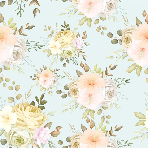 Wonderful autumn fall floral seamless pattern