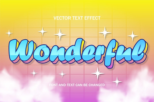 Wonderful font typography editable text effect style lettering template sparkling style background