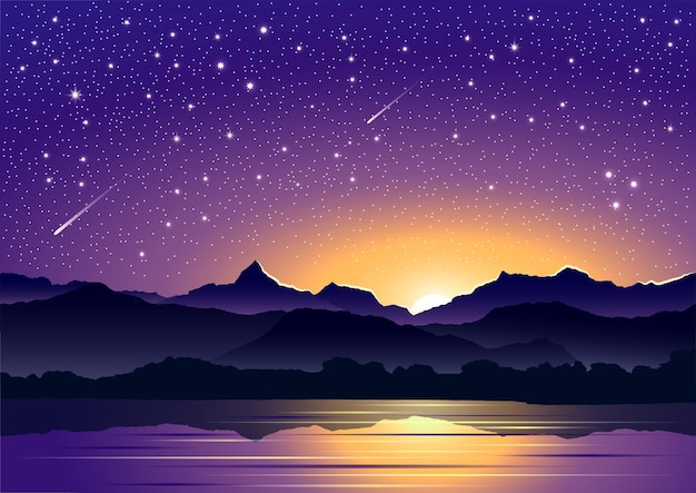 Wonderful ial composition of night sky on a background mountains