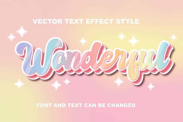 Vector wonderful pink pastel color sparkling 3d editable text effect font style template banner poster