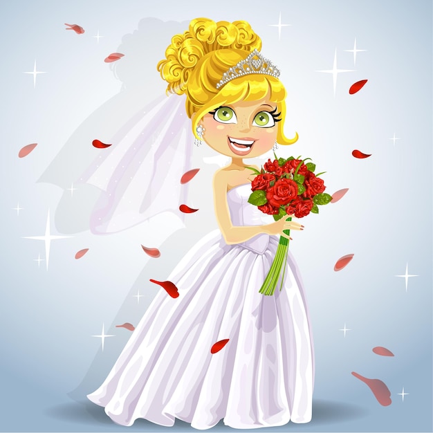 Wonderful shining bride with bouquet