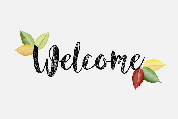 Wonderful welcome background with colorful watercolor natural leaves