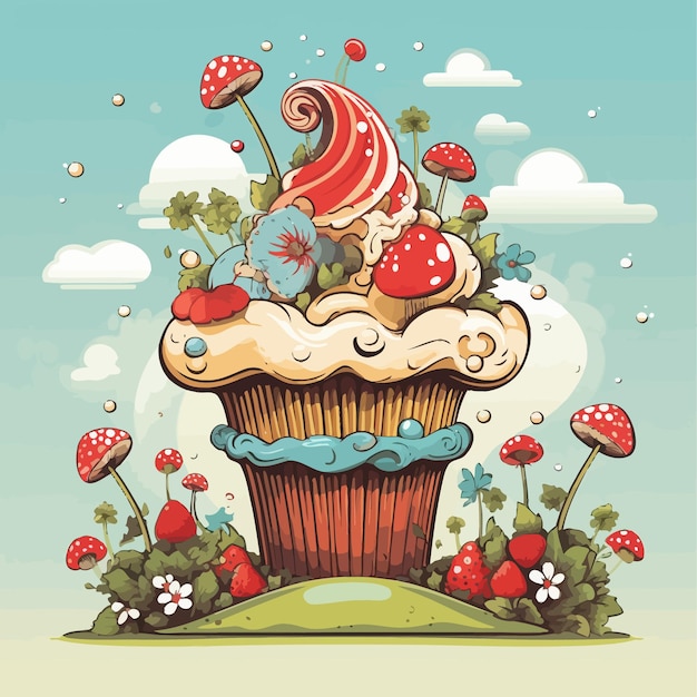Wonderland_cupcake_background_vector