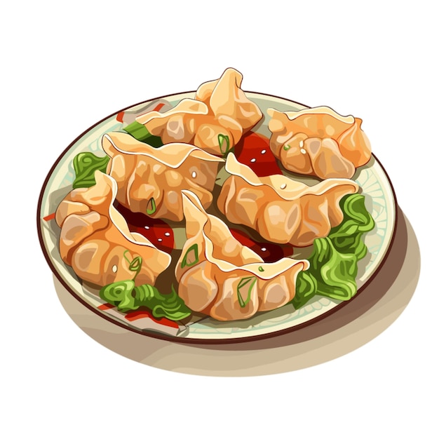 白い背景のWontonsベクトル