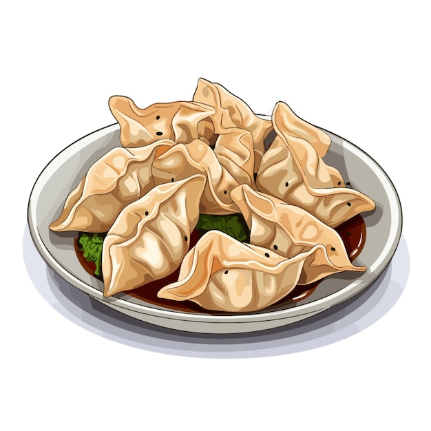 白い背景のWontonsベクトル