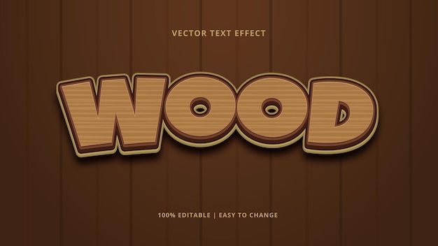 Vector wood 3d text effect editable