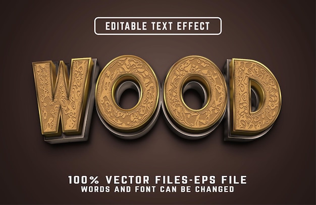 Wood 3d text effect premium vectors