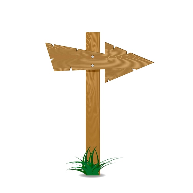 Wood arrow with green grass