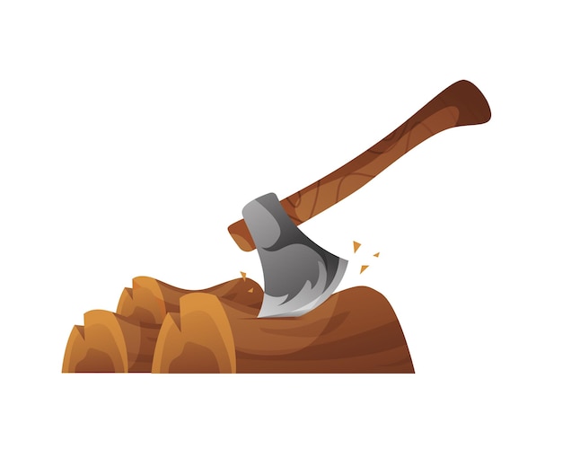 Wood axe for woodworking or lumberjack vector illustration