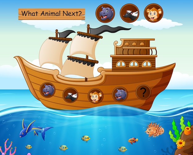 Wood boat sailing with animals theme