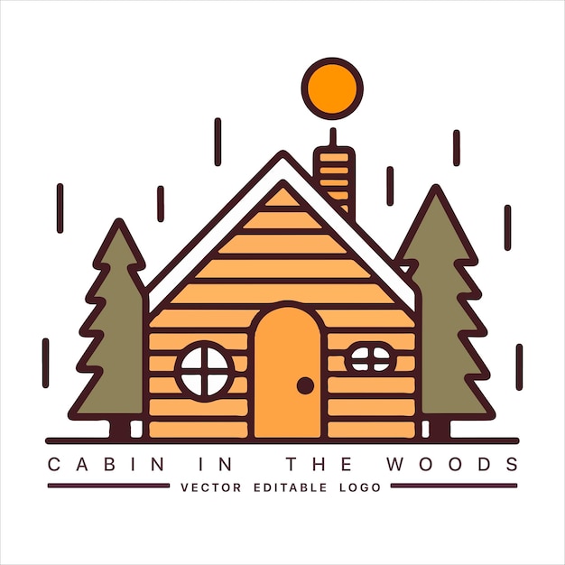 Вектор Логотип деревянной хижины векторная иллюстрация хижины в лесу логотип аренды хижины
