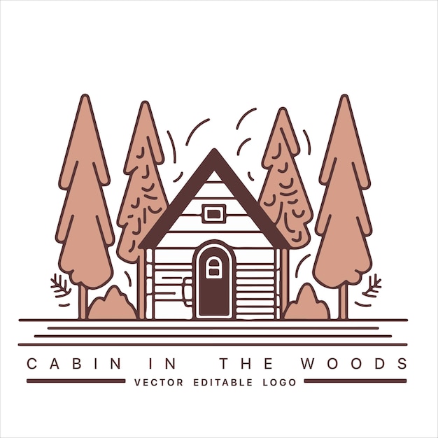 ベクトル 木製の小屋のロゴのテンプレート 森の中の小屋 ベクトルイラスト 屋根賃貸のロゴ 森のシャレのステッカー