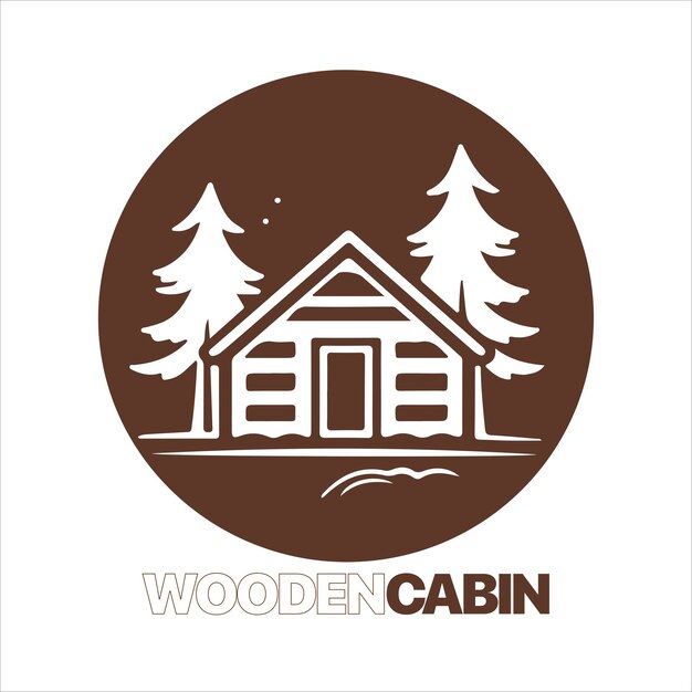 Vector wood cabin logo template cabin in the woods vector illustration cabin rentals logo chalet in the forest sticker