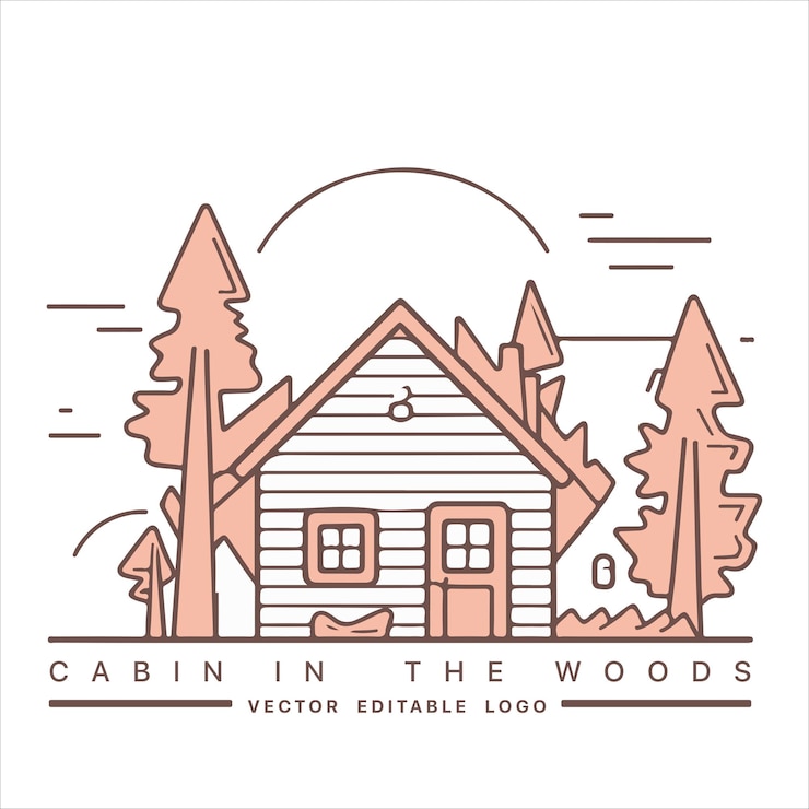 Vector wood cabin logo template cabin in the woods vector illustration cabin rentals logo chalet in the forest sticker