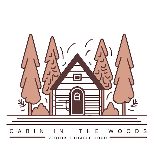 Vector wood cabin logo template cabin in the woods vector illustration cabin rentals logo chalet in the forest sticker