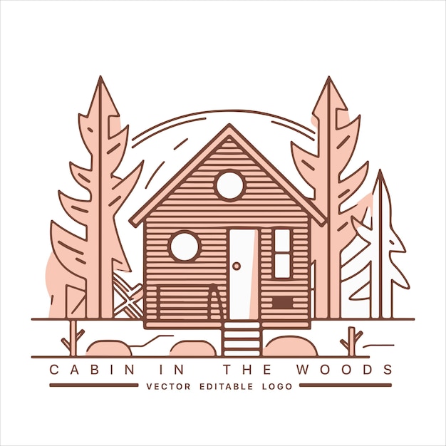 Vector wood cabin logo template cabin in the woods vector illustration cabin rentals logo chalet in the forest sticker