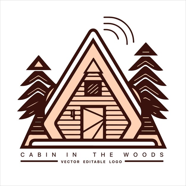 Vettore modello del logo della cabina in legno illustrazione vettoriale della cabina nel bosco logo dell'affitto della cabina chalet nella foresta adesivo