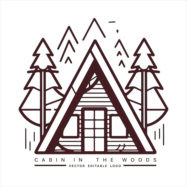 Wood cabin logo template cabin in the woods vector illustration cabin rentals logo chalet in the forest sticker