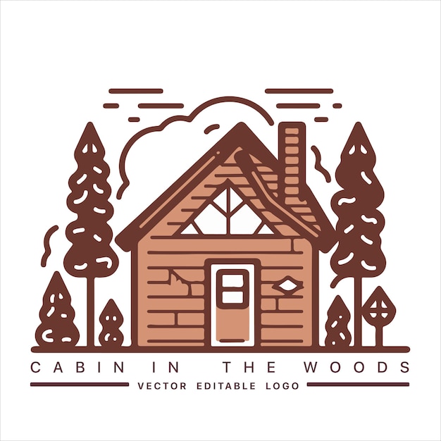 Vector wood cabin logo template cabin in the woods vector illustration cabin rentals logo chalet in the forest sticker