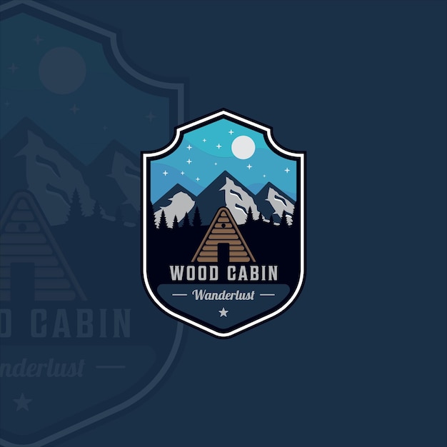 Wood cabin outdoor  emblem logo vector illustration template icon graphic design adventure wildlife