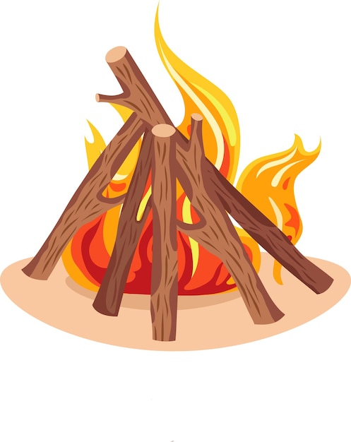 Vector wood campfire bonfire