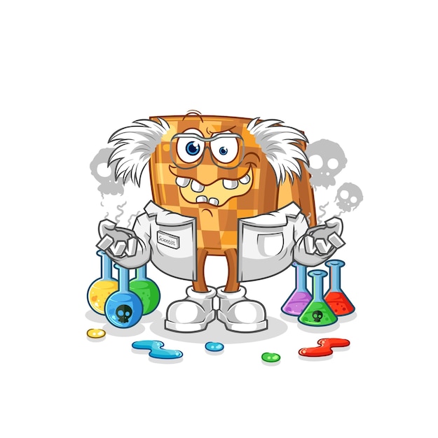 Wood chess mad scientist illustration character vector