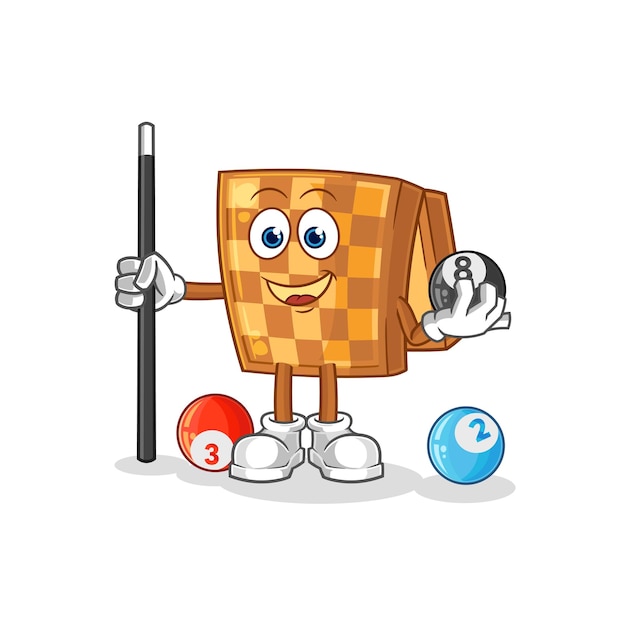 Wood chess plays billiard character cartoon mascot vector