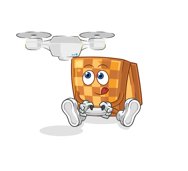 Wood chess with drone character cartoon mascot vector