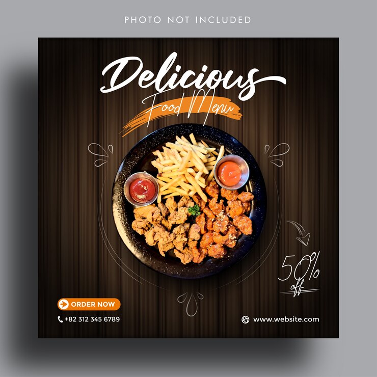Vector wood concept food sale social media post advertising banner template