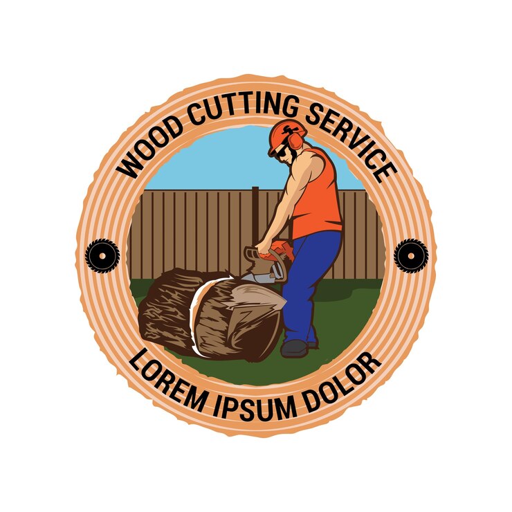 Vector wood cutting logo good for t shirt design and cutting service business logo