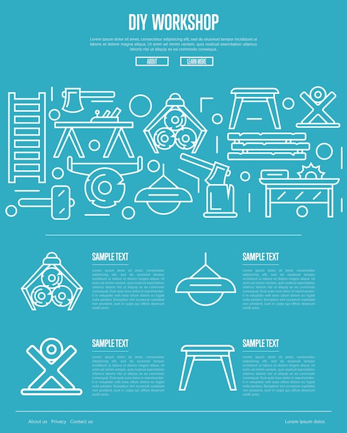 Wood diy workshop  in linear style