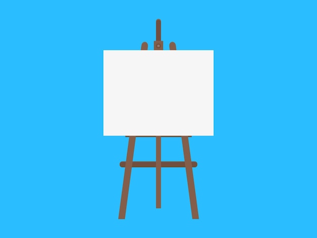 wood easel with white canvas vector