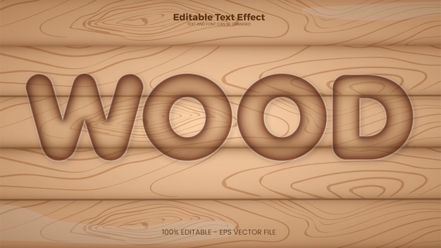 Vettore effetto di testo modificabile in legno in stile moderno di tendenza