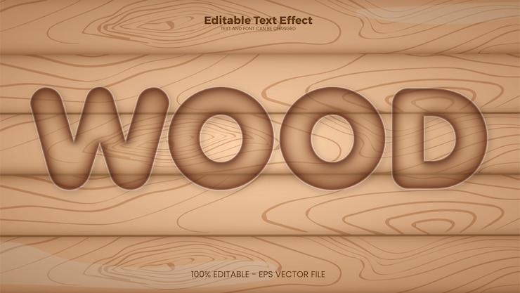 Vector wood editable text effect in modern trend style