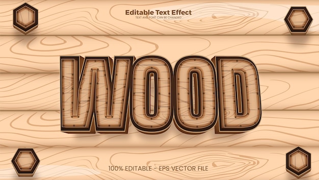 Vector wood editable text effect in modern trend style