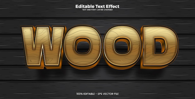 Vettore effetto testo modificabile in legno in stile moderno e di tendenza