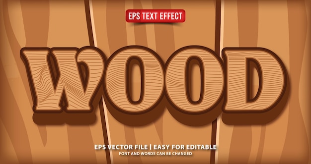 wood editable text effect vector eps