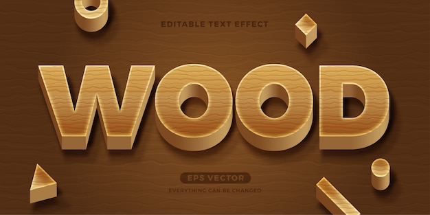 Vector wood editable text effect