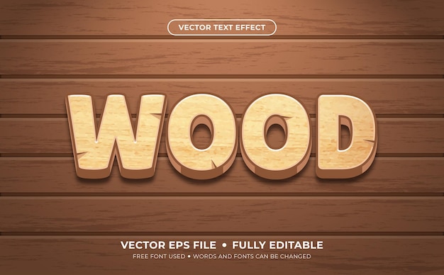 Wood Editable Vector Text Effect.